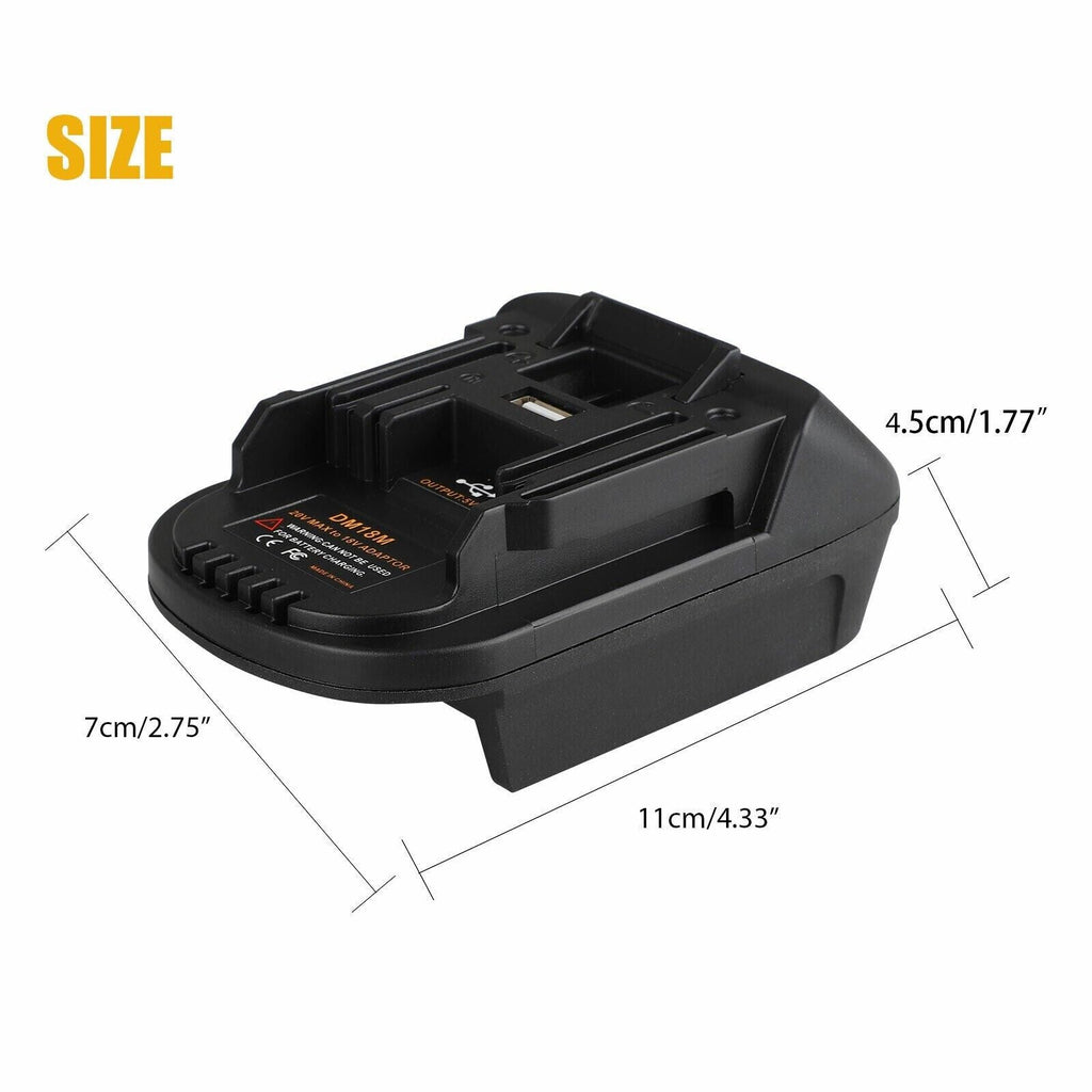 USB Battery Adapter Converter For 20V DEWALT Milwaukee M18 Convert To Makita 18V