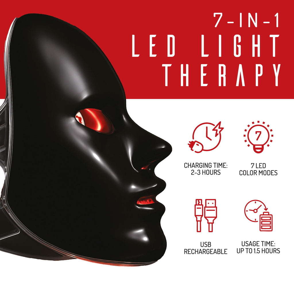 Mascarilla facial de terapia de luz LED 7 en 1 - ¡Cuidado avanzado de la piel en casa!