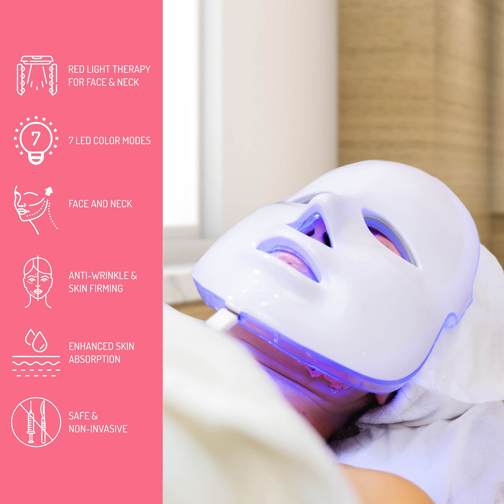 Mascarilla facial de terapia de luz LED 7 en 1 - ¡Cuidado avanzado de la piel en casa!